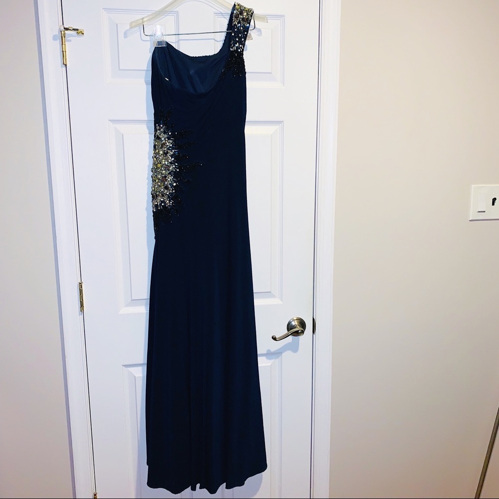 Terani Couture Navy Blue Prom Dress - Picture 6 of 8